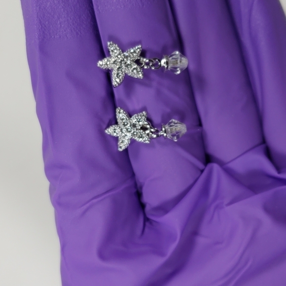 Swarovski Crystal Starfish Earrings | Sterling Silver Overlay – Coastal Charm - Picture 7 of 8